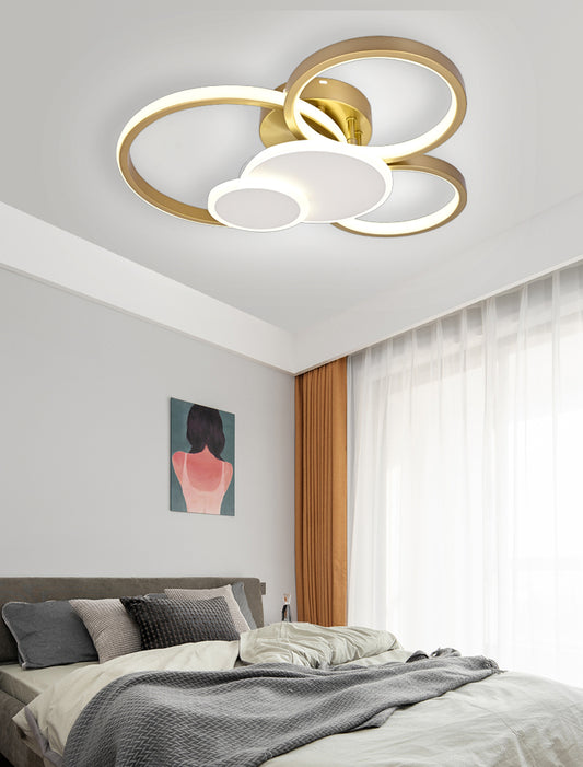 Lustra LED RFAN, Model R9034, cu Telecomanda, 3 Tipuri de Lumina, Intensitate Reglabila, 120W, Auriu