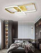Lustra LED RFAN, Model R9039, cu Telecomanda, 3 Tipuri de Lumina, Intensitate Reglabila, 102W, Auriu