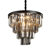 Candelabru RFAN, Model H2066/600, Textura Cristal, Metal, 8 x E27, Negru/Gri