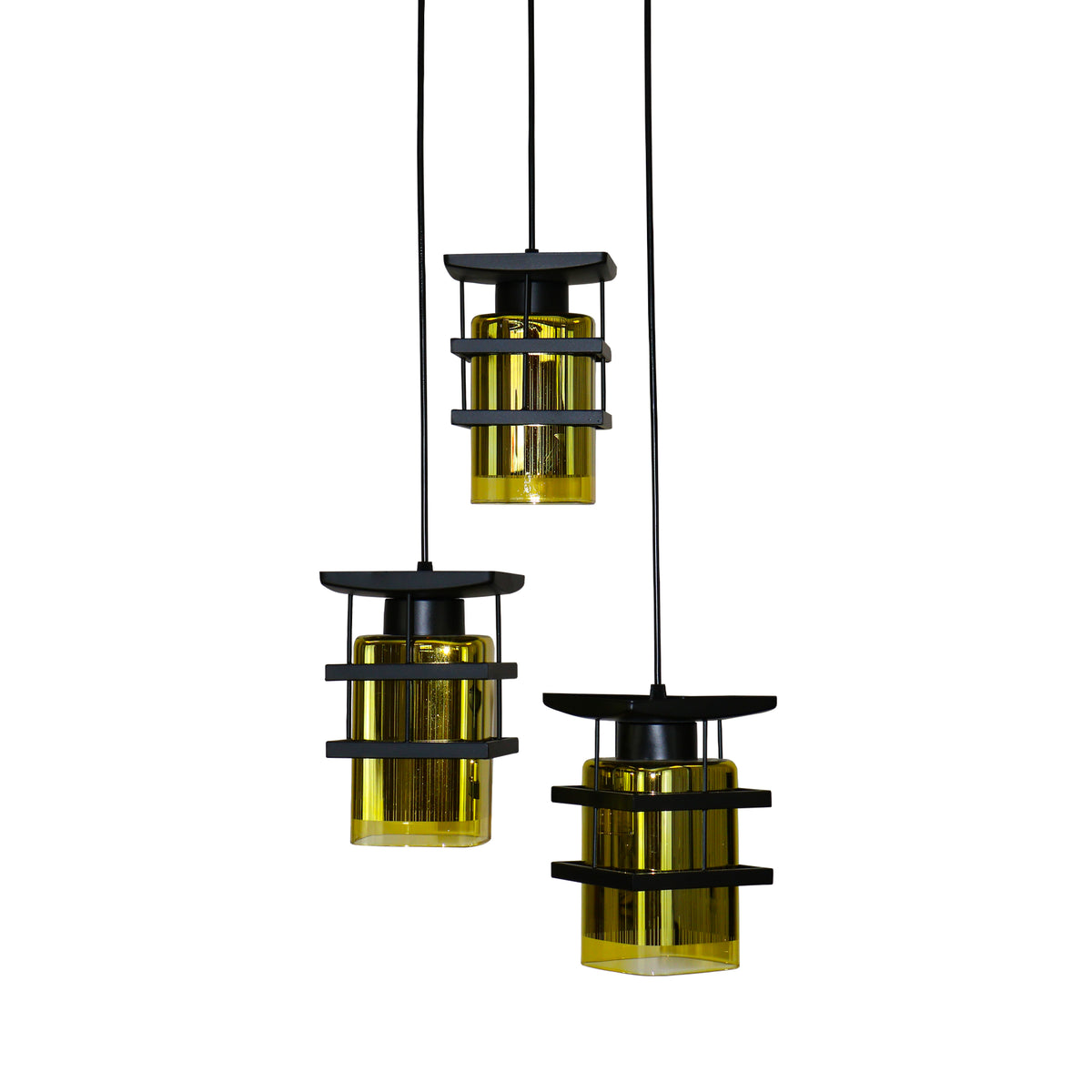 Pendul RFAN, Model 3175-3, cu Abajur, 3 x E27, Inaltime Reglabila, Negru