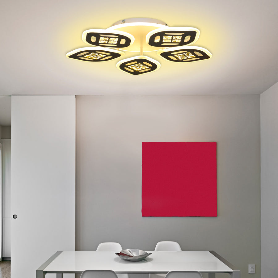 Lustra LED RFAN, Model C94/5, cu Telecomanda, 3 Tipuri de Lumina, Intensitate Reglabila, 150W, Alb