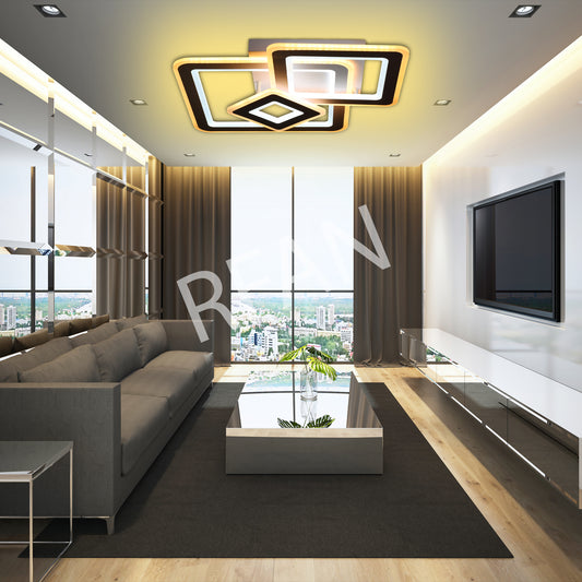 Lustra LED RFAN, Model C109/500, cu Telecomanda, 3 Tipuri de Lumina, Intensitate Reglabila, 240W, Alb
