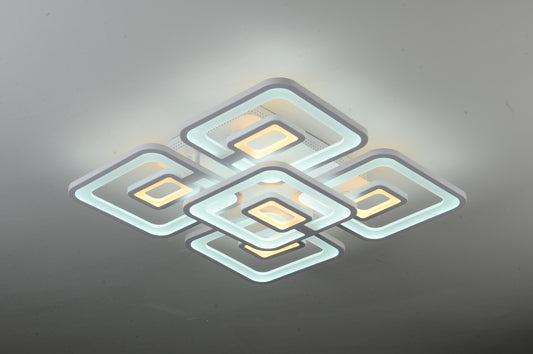 Lustra LED RFAN, Model M025/4+1, cu Telecomanda, 3 Tipuri de Lumina, Intensitate Reglabila, 250W, Alb