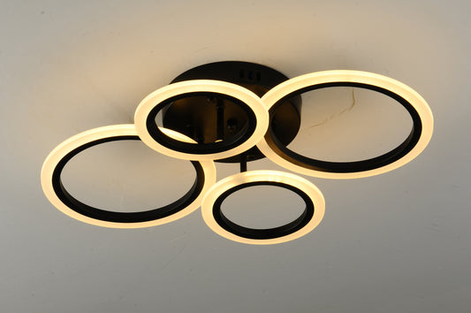 Lustra LED RFAN, Model K001/2+2, cu Telecomanda, 3 Tipuri de Lumina, Intensitate Reglabila, 76W, Negru