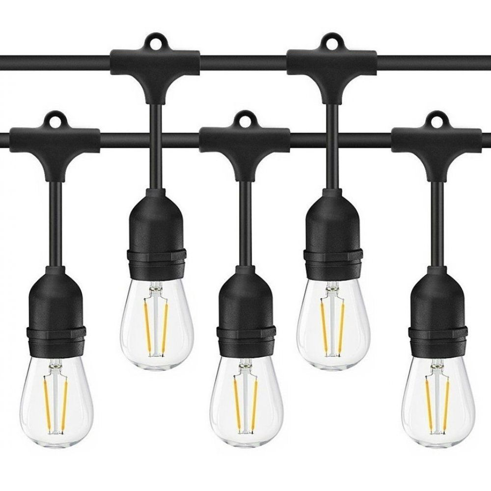 Ghirlanda Luminoasa cu Pendule RFAN, Gradina, Terasa, 10m, 10 Fasung E27, Fara becuri, Negru