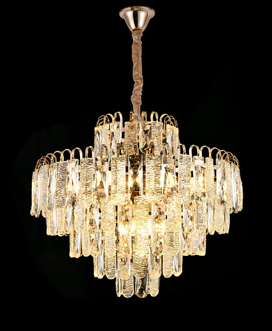 Candelabru RFAN, Model H2031-500, Textura Cristal, Metal, 8 x E27, Auriu
