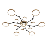 Lustra LED RFAN, Model R9030-13, cu Telecomanda, 3 Tipuri de Lumina, Intensitate Reglabila, 246W, Negru/Auriu