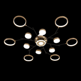 Lustra LED RFAN, Model R9030-13, cu Telecomanda, 3 Tipuri de Lumina, Intensitate Reglabila, 246W, Negru/Auriu