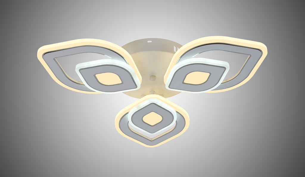Lustra LED RFAN, Model R9007/3+3, cu Telecomanda, 3 Tipuri de Lumina, Intensitate Reglabila, 126W, Alb