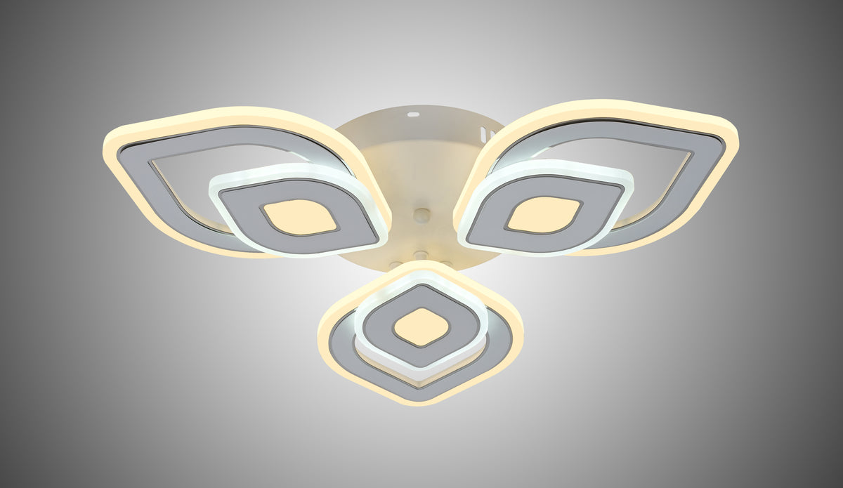 Lustra LED RFAN, Model R9007/3+3, cu Telecomanda, 3 Tipuri de Lumina, Intensitate Reglabila, 126W, Alb
