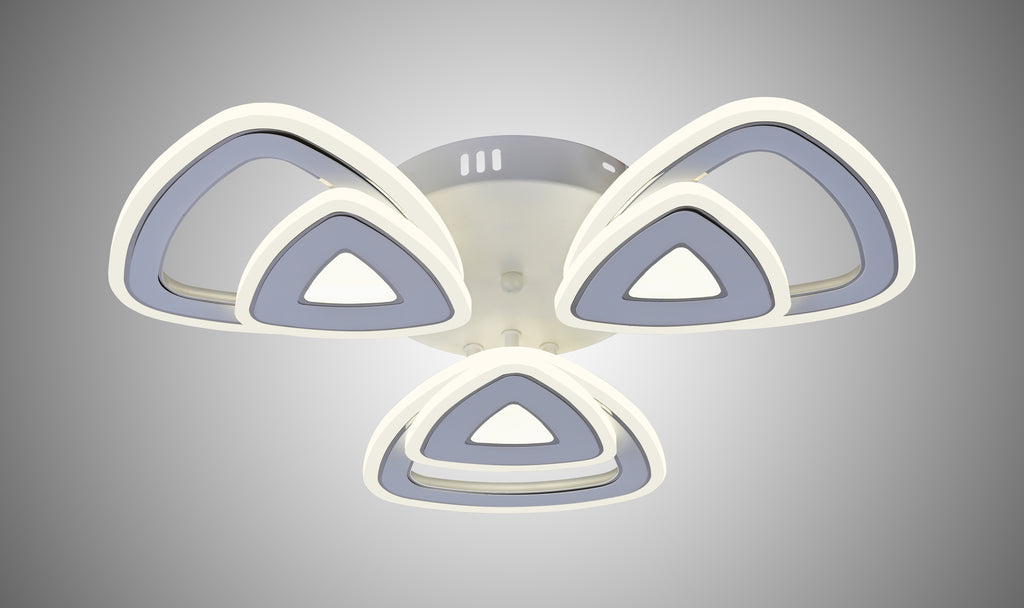Lustra LED RFAN, Model R9008/3+3, cu Telecomanda, 3 Tipuri de Lumina, Intensitate Reglabila, 132W, Alb