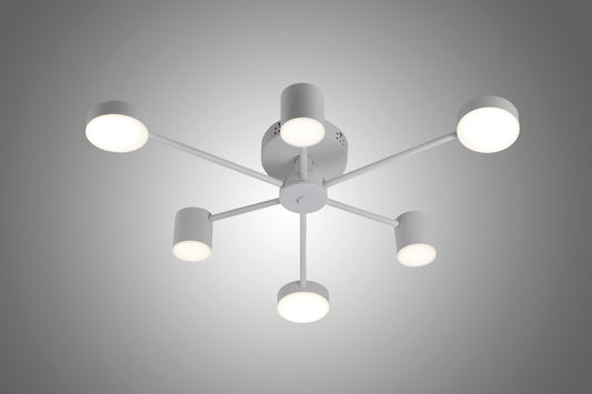 Lustra LED RFAN, Model R9029-6, cu Telecomanda, 3 Tipuri de Lumina, Intensitate Reglabila, 72W, Alb
