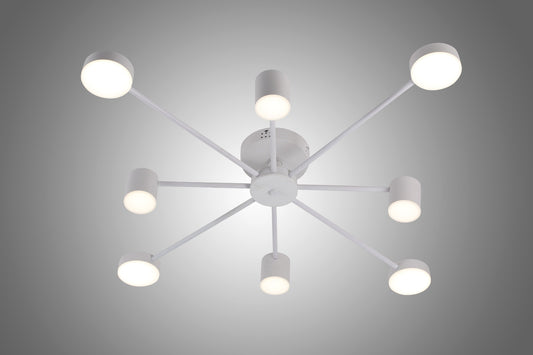 Lustra LED RFAN, Model R9029-8, cu Telecomanda, 3 Tipuri de Lumina, Intensitate Reglabila, 96W, Alb