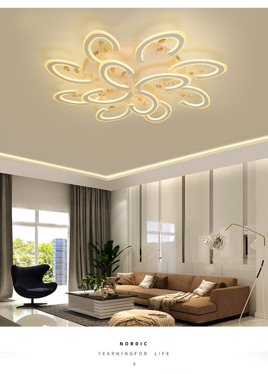 Lustra LED RFAN, Model K53-8+4, cu Telecomanda, 3 Tipuri de Lumina, Intensitate Reglabila,  280W, Alb