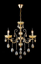 Candelabru RFAN, Model 7765-3 cu Margele Tip Cristal, Metal, 3 x E14, Auriu