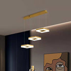 Lustra LED Tip Pendul RFAN, Model F204-3, cu Telecomanda, 3 Tipuri de Lumina, Inaltime Reglabila, 96W, Auriu