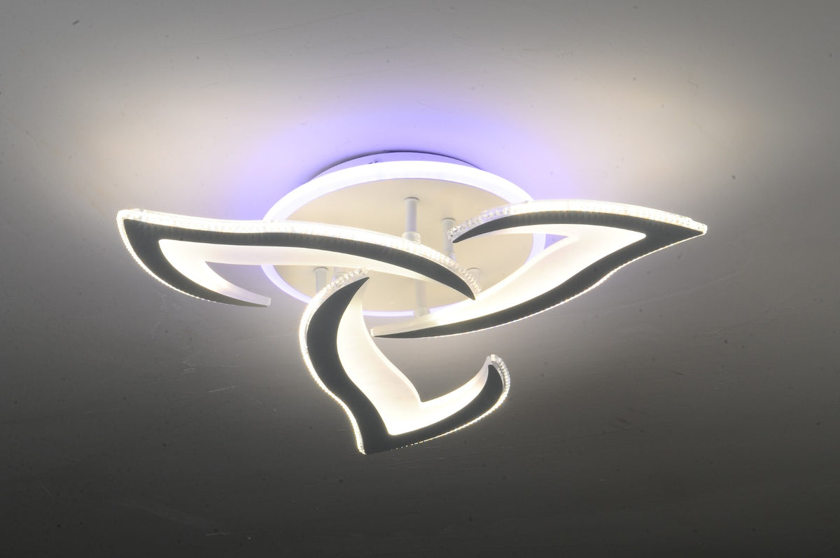 Lustra LED RFAN, Model M396-3RGB, cu Telecomanda, 3 Tipuri de Lumina plus Lumina RGB, Intensitate Reglabila, 130W, Alb