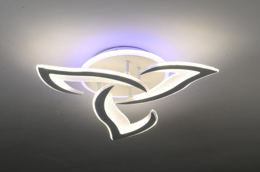 Lustra LED RFAN, Model M396-3RGB, cu Telecomanda, 3 Tipuri de Lumina plus Lumina RGB, Intensitate Reglabila, 130W, Alb