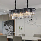 Candelabru RFAN, Model H2066/800*300, Textura Cristal, Metal, 8 x E27, Negru/Gri