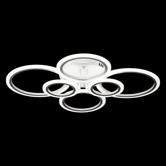 Lustra LED RFAN, Model R9021/4+2, cu Telecomanda, 3 Tipuri de Lumina, Intensitate Reglabila, 132W, Alb