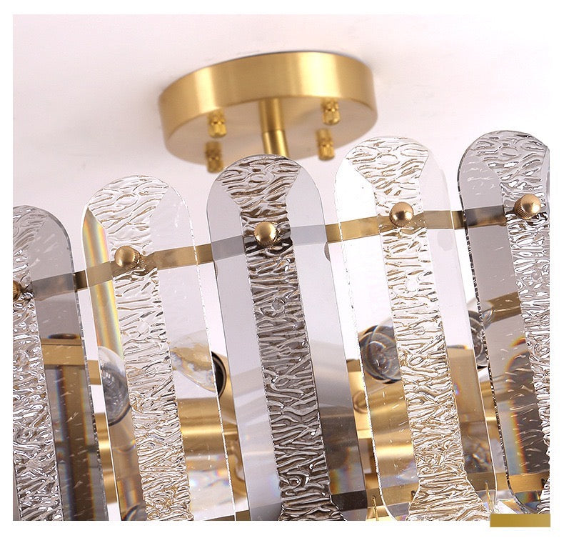 Candelabru RFAN, Model H98059/400, Textura Cristal, Metal, 5 X E27, Auriu