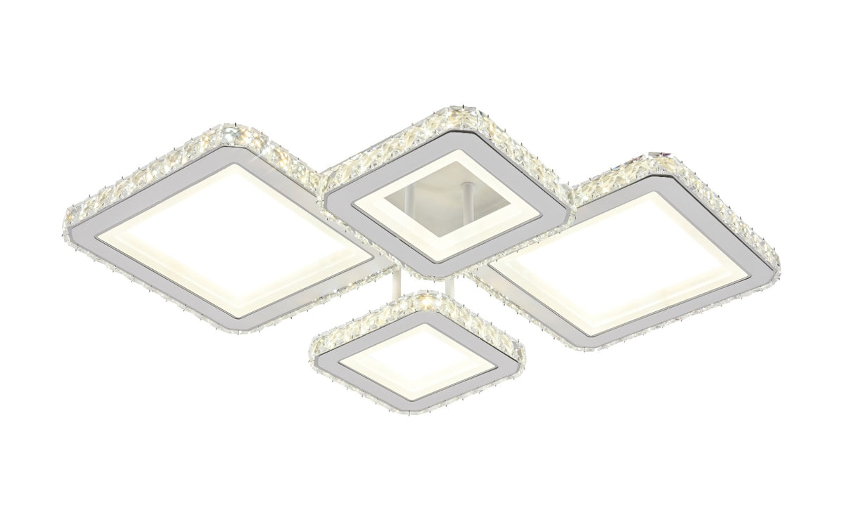Lustra LED RFAN, Model R9002/2+2, cu Telecomanda, 3 Tipuri de Lumina, Intensitate Reglabila, 160W, Alb