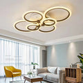 Lustra LED RFAN, Model R9021/4+2, cu Telecomanda, 3 Tipuri de Lumina, Intensitate Reglabila, 81W, Maro