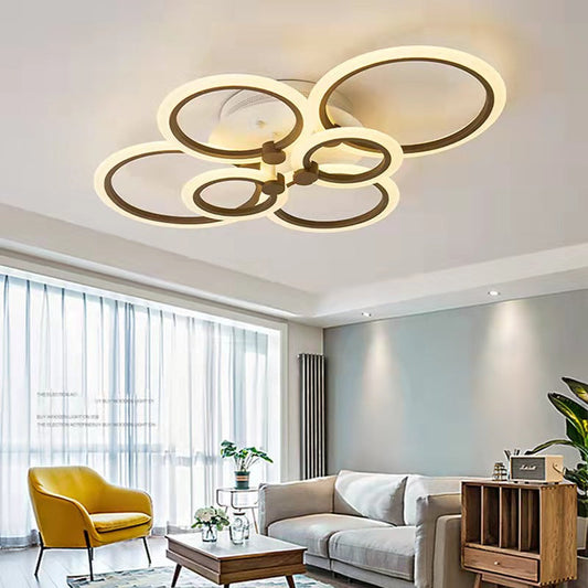 Lustra LED RFAN, Model K38 2+2+2, cu Telecomanda, 3 Tipuri de Lumina, Intensitate Reglabila, 160W, Maro