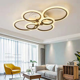 Lustra LED RFAN, Model K38 2+2+2, cu Telecomanda, 3 Tipuri de Lumina, Intensitate Reglabila, 160W, Maro