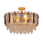 Candelabru RFAN, Model H98059/600, Textura Cristal, Metal, 10 X E27, Auriu
