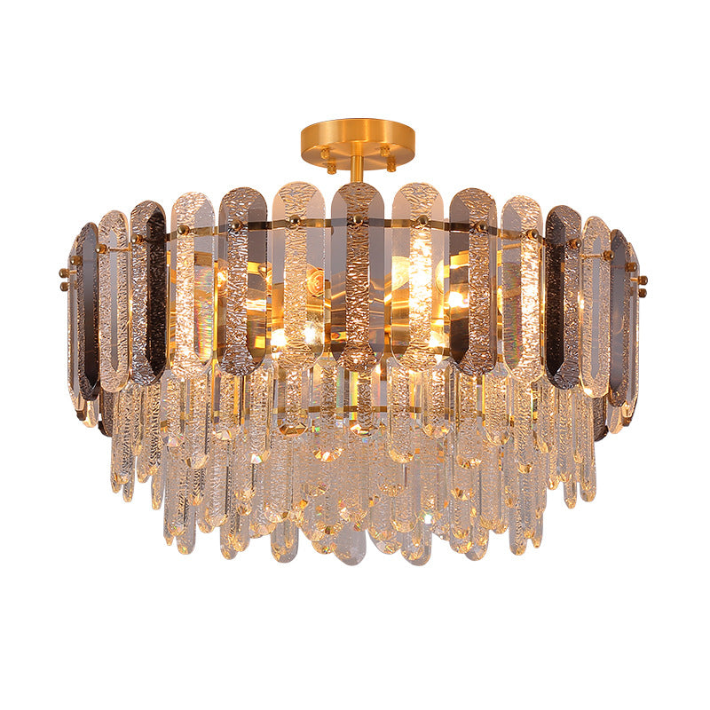 Candelabru RFAN, Model H98059/600, Textura Cristal, Metal, 10 X E27, Auriu