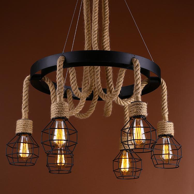 Pendul Rustic RFAN, Model 5758-6, 6 X E27, Inaltime Reglabila