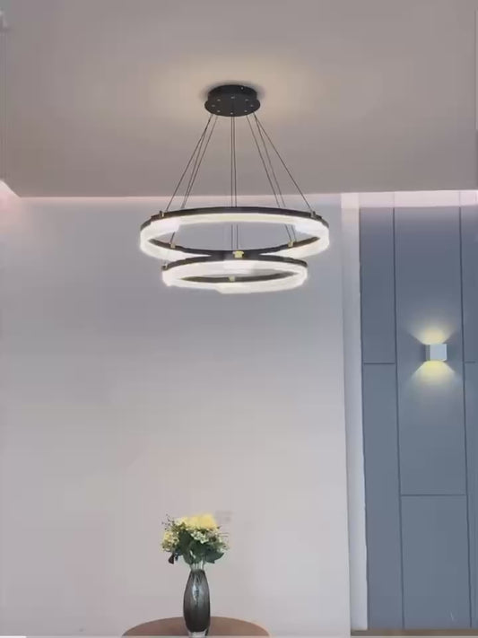Lustra LED Tip Pendul RFAN, Model F6600-2, Cu Telecomanda, 3 Tipuri De Lumina, Inaltime Reglabila, 160W, Negru