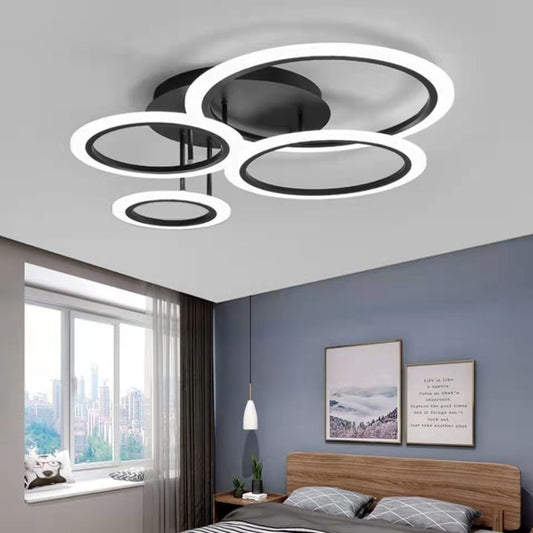 Lustra LED RFAN, Model K001-4, cu Telecomanda, 3 Tipuri de Lumina, Intensitate Reglabila, 118W, Negru