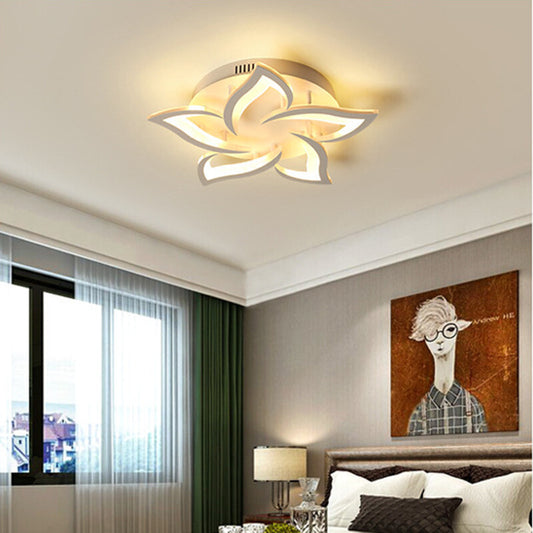 Lustra LED RFAN, Model M027-5, cu Telecomanda, 3 Tipuri de Lumina, Intensitate Reglabila, 49W, Alb