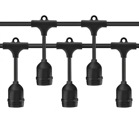 Ghirlanda Luminoasa cu Pendule RFAN, Gradina, Terasa, 10m, 10 Fasung E27, Fara becuri, Negru