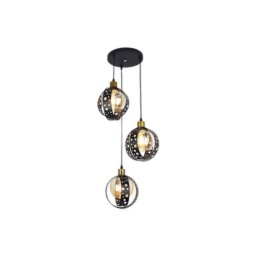Pendul RFAN, Model 4178/3, cu Abajur, 3 x E27, Inaltime Reglabila, Negru