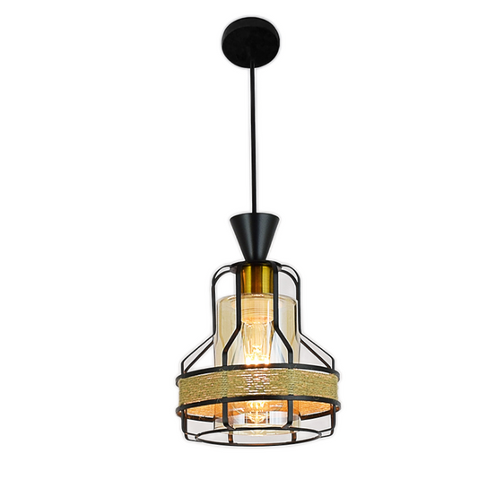 Pendul RFAN, Model 4408-1, cu Abajur, 1 x E27, Inaltime Reglabila, Negru