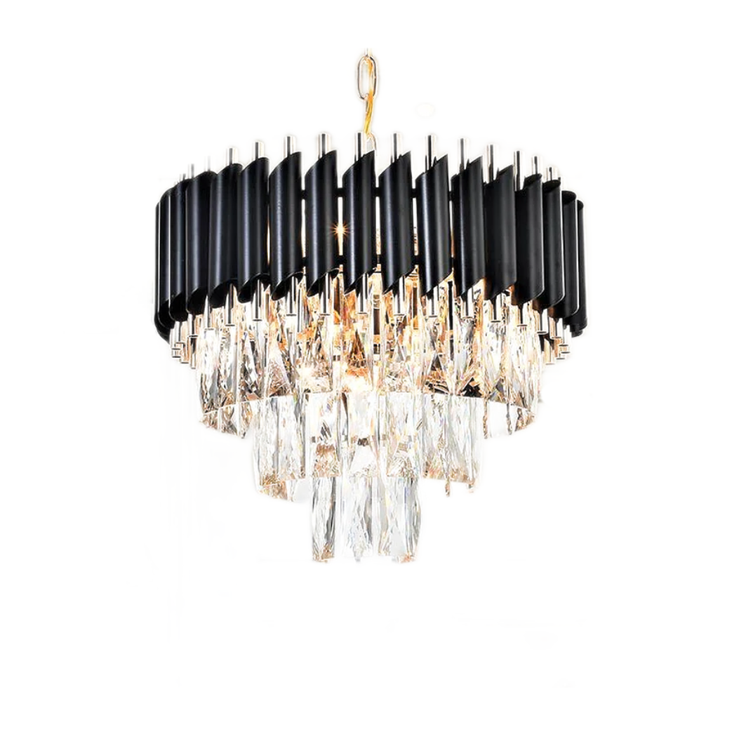Candelabru RFAN, Model S89001/400, Textura Cristal, Metal, 4 X E27, Negru/Auriu