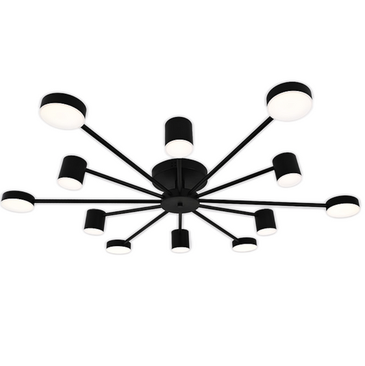 Lustra LED RFAN, Model R9029-12, cu Telecomanda, 3 Tipuri de Lumina, Intensitate Reglabila, 88W, Negru