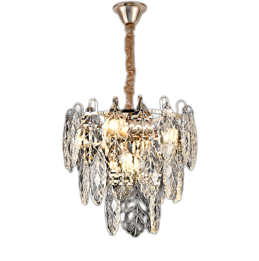 Candelabru RFAN, Model H2032-400, Textura Cristal, Metal, 5 X E27, Auriu