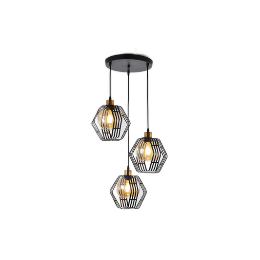 Pendul RFAN, Model 4191-3, Cu Abajur, 3 X E27, Inaltime Reglabila, Negru