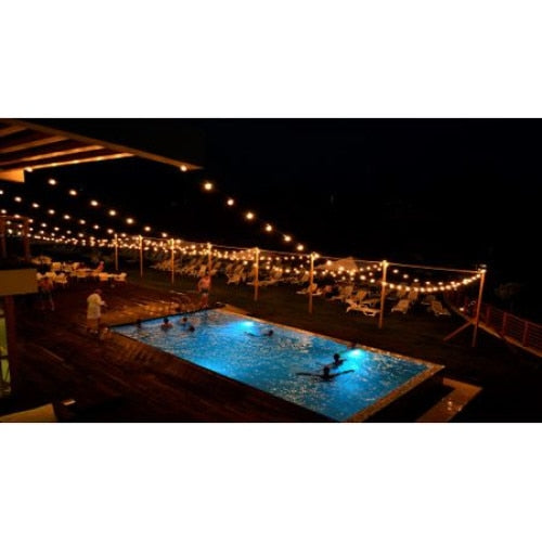 Ghirlanda Luminoasa cu Pendule RFAN, Gradina, Terasa, 10m, 10 Fasung E27, Fara becuri, Negru