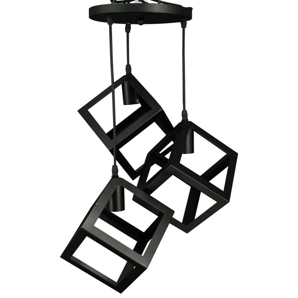 Lustra Pendul RFAN, Model 2182, E27, 3 Pendule, Inaltime Reglabila, Metalica, Negru