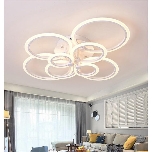 Lustra LED RFAN, Model K38/8, cu Telecomanda, 3 Tipuri de Lumina, Intensitate Reglabila, 250W, Alb