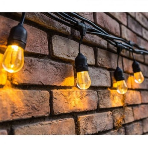Ghirlanda Luminoasa cu Pendule RFAN, Gradina, Terasa, 10m, 15 Fasung E27, Fara becuri, Negru