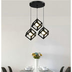 Lustra Pendul RFAN, Model 2182, E27, 3 Pendule, Inaltime Reglabila, Metalica, Negru