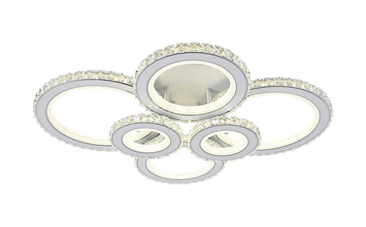Lustra LED RFAN, Model R9001/4+2, cu Telecomanda, 3 Tipuri de Lumina, Intensitate Reglabila, 240W, Alb