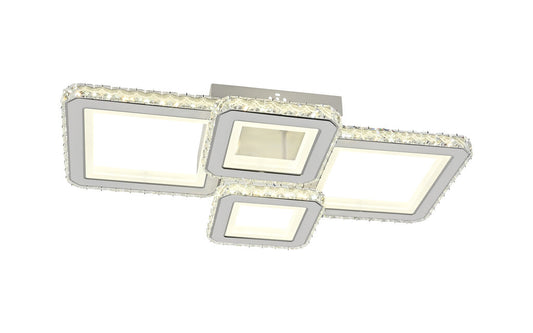 Lustra LED RFAN, Model R9003/2+2, cu Telecomanda, 3 Tipuri de Lumina, Intensitate Reglabila, 160W, Alb