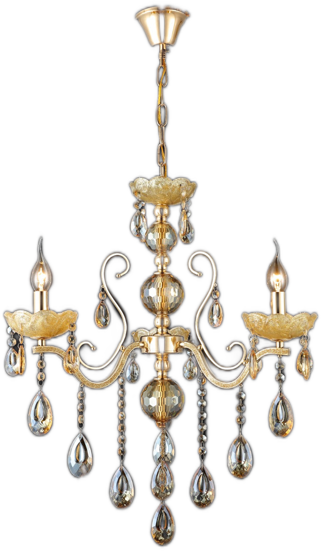 Candelabru RFAN, Model 7765-3 cu Margele Tip Cristal, Metal, 3 x E14, Auriu